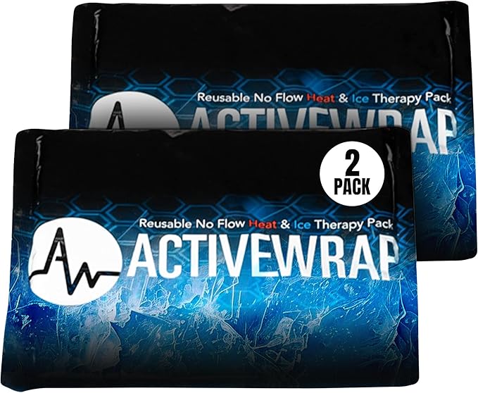 Ice Packs for Injuries Reusable, Hot Cold Packs for Pain Relief, First Aid & Injury Recovery. Includes 2 individual pack covers for use in ActiveWrap Knee,Shoulder & Back Ice Wraps Large, 7x 10 inches