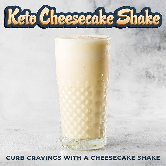 16oz Cheesecake Keto Meal Replacement Shake - Low Carb Keto Protein Powder Mix, High Fat Protein Shake with MCTs from Coconut Oil Powder, Collagen Peptides and Real USA Cream Cheese - 2 Net Carbs