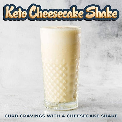 16oz Cheesecake Keto Meal Replacement Shake - Low Carb Keto Protein Powder Mix, High Fat Protein Shake with MCTs from Coconut Oil Powder, Collagen Peptides and Real USA Cream Cheese - 2 Net Carbs