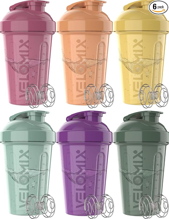 '-6 PACK- 20 OZ Protein Shaker Bottles for Protein Mixes, Shaker Cups for Protein Shakes, Small Shaker Bottle Pack, Shaker Cup, Shakers for protein Shakes (Nature Tones - 6 Pack)