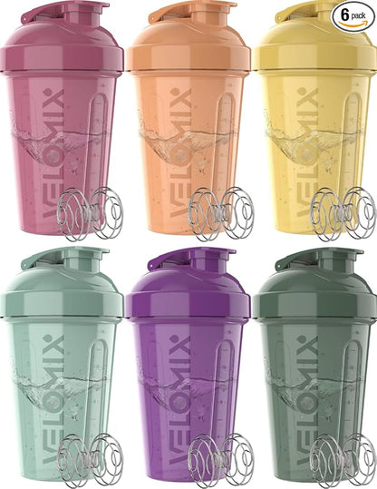 '-6 PACK- 20 OZ Protein Shaker Bottles for Protein Mixes, Shaker Cups for Protein Shakes, Small Shaker Bottle Pack, Shaker Cup, Shakers for protein Shakes (Nature Tones - 6 Pack)