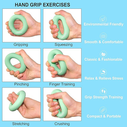 Grip Strength Trainer Hand Gripper Strengthener. Hand Finger Wrist Forearm Workout Exerciser for Strength Training Rock Climbing Athletes Rehabilitation Stress Relief. Silicone Rings 3.5 Inch.