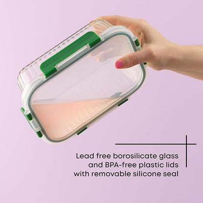 JoyJolt 24pc Borosilicate Glass Storage Containers with Lids | 12 Airtight/Freezer Safe Food Storage Containers for Pantry and Kitchen | Meal Prep Container for Lunch | Glass Tupperware Set