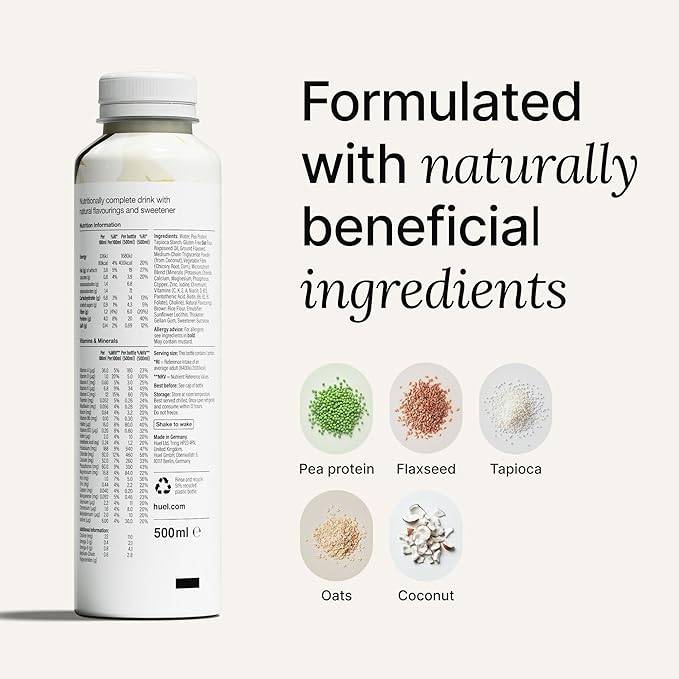 Huel Ready-to-Drink | Vanilla Meal Replacement Drink | High Protein Drink | Nutritionally Complete, Low Sugar, High Fiber, Plant Based, Vegan, Healthy | 20g Protein Per Bottle, 16.9 Fl Oz (12 Pack)