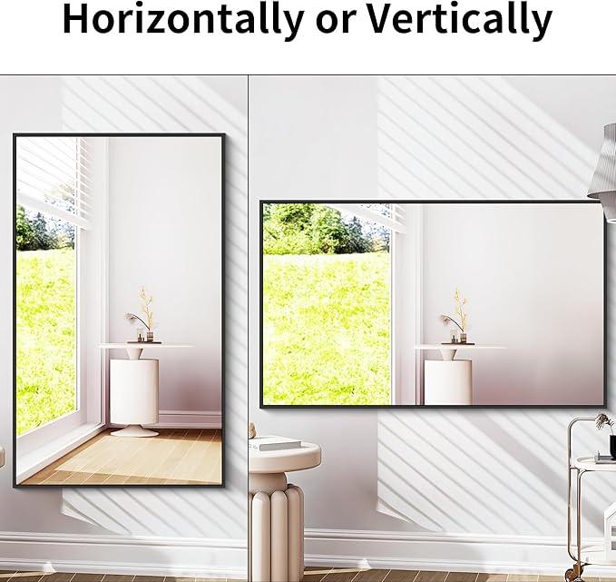 Black Bathroom Mirror for Wall, 30x50 Inch Rectangle Mirrors with Metal Frame, Modern Vanity Wall Mirror Decor for Entryway Hangs, Bathroom Living Room Horizontal or Vertical