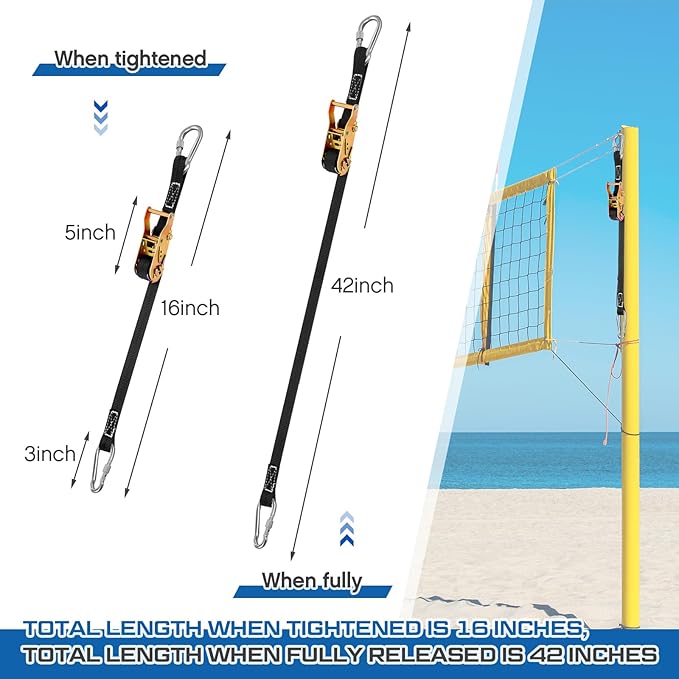 2 Pcs Volleyball Net Ratchet Strap Heavy Duty Net Tensioning Lever Ratchet Volleyball Poles Rope Tightener