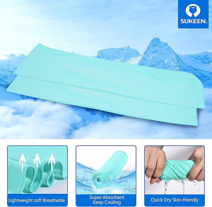 Sukeen 10 Pack Cooling Towels (40"x12") for Sweat, Quick-Drying Neck Cooling Wraps, Soft Breathable Cooling Towels for Neck and Face, Chilly SportsTowel for Yoga, Sport, Running, Workout