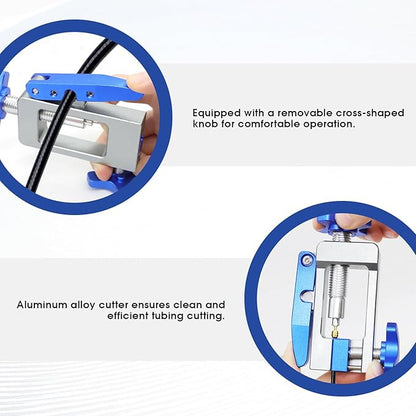 2-in-1 Bike Hydraulic Brake Tool, Hydraulic Hose Cutter & Fitting Insert Tool with Brass Olives, Brake Lines Tubing Entry Device