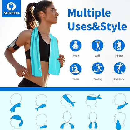 Sukkeen Cooling Towel (40"x12"), Soft Breathable Chilly Microfiber Towel for Yoga, Sports & More Activities