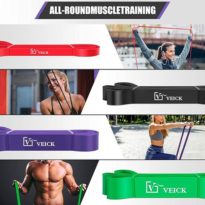 VEICK Resistance Bands for Working Out, Exercise Bands, Workout Bands, Pull Up Assistance Bands, Long Heavy Stretch Bands Set for Men and Women, Power Weight Gym at Home Fitness Equipment