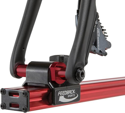 FEEDBACK SPORTS | Sprint Bike Repair Stand | Compact Bicycle Workstand W/Tripod Base | 360-Degree Rotation | Dropout Style Mount | Red