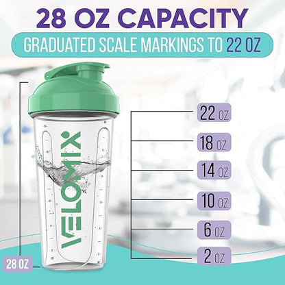'-2 Pack- 28 oz Protein Shaker Bottles for Protein Mixes - 2x Wire Whisk | Leak Proof Shaker Cups for Protein Shakes | Protein Shaker Bottle | Shakers for Protein mix-Turquoise&Transparent