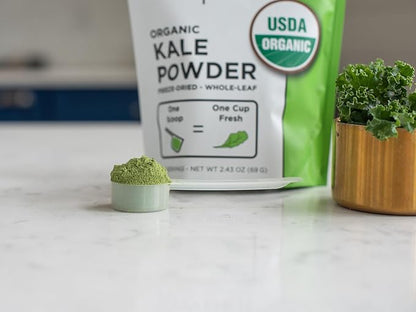 KOYAH - Organic USA Kale Powder (Equivalent to 30 Cups Fresh): Freeze-dried, Whole-Leaf Powder