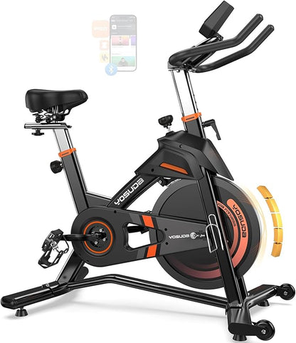YOSUDA Magnetic Exercise Bike,Stationary Bikes for Home with Exclusive App, 400 lbs Weight Capacity & 50 lbs Flywheel, Indoor Cycling Bike with Tablet Holder & Adjustable Seat and Handlebars