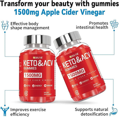 Keto ACV Gummies - 1500mg Apple Cider Vinegar Gummies with Pomegranate Beetroot & Vitamin B12 B6 - Lemon Honey Flavor - for Men & Woman - GMO Free & Vegan - 120 Count