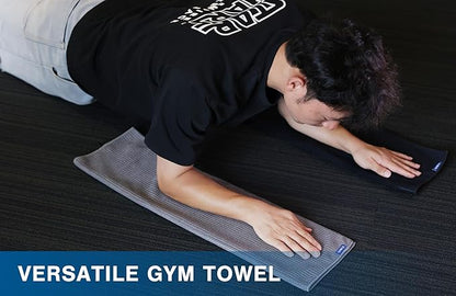 Microfiber Gym Towels with Snap Strap Closure, Ribbed Pattern Sports Towels for Yoga, Home and Outdoor Activities, 27” x 16”, 6 Pack, Light Blue