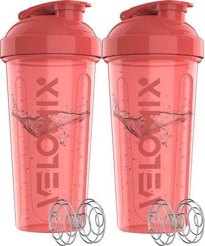 '-2 Pack- 28 oz Protein Shaker Bottles for Protein Mixes - 2x Wire Whisk | Leak Proof Shaker Cups for Protein Shakes | Protein Shaker Bottle Pack (Pink Set)