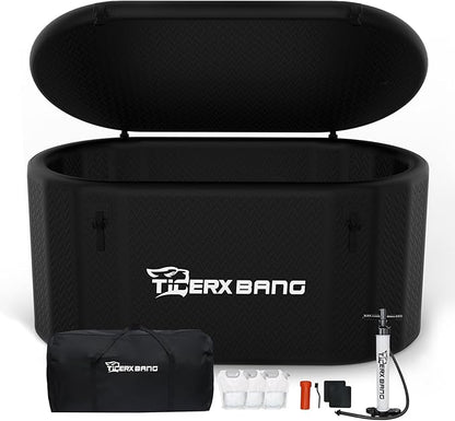 Ice Bath Tub,Inflatable Cold Plunge Tub, Water Chiller Compatible, 237.8Gallon Portable Ice Plunge Tub for Athletes, Adult Ice Bath Enthusiasts (Classic Black-Pro)