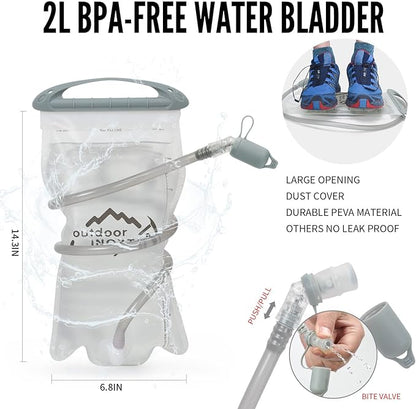 Hydration Pack Backpack, Lightweight Water Backpack with 2L Leakproof Hydration Bladder Daypack for Men Women,Running Hydration Vest for Outdoor Trail