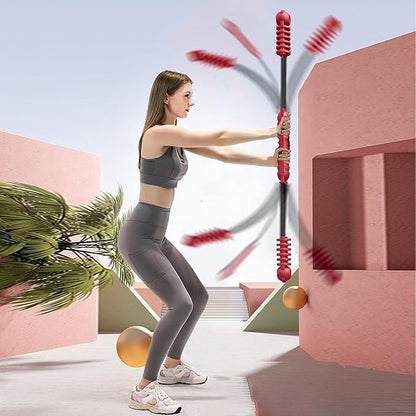 Fitness Exercise Bar,Elastic Fitness Bar,High Frequency Vibration Training Fat Buring Workout Bar for Yoga Pilates Sports,Power Twister for Arm,Abdominal Muscles Strength Exercises In Home Gym