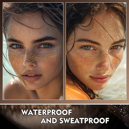 Glitter Freckles,Glitter Freckles Face Tattoo,Gold Freckles,Sparkle Freckles,Face Glitter Makeup Patches,6pcs