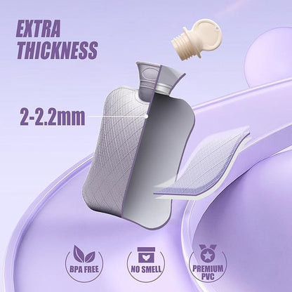 FORICOM Hot Water Bottles for Pain Relief,Muscles, Back, Neck, Shoulder,Feet,Tummy. Warm Water Bottle,Hot Water Bag for Back Pain, Heating Pad 2Liter, Non Toxic and Rubber, Hot and Cold Therapy