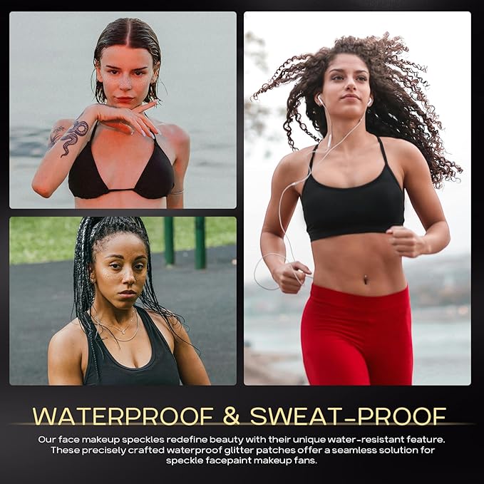 Glitter Freckles Face Tattoo - Sparkle Makeup Patches, Gold Face Glitter Speckles, 4pcs