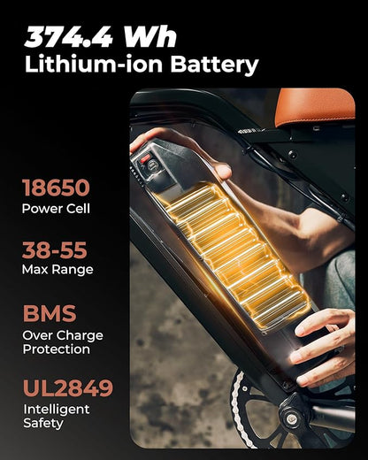 Electric Bike for Adults,16" Electric Dirt Bike with 750W Motor,22MPH 55 Miles PAS Range ebike,UL2849 Certified 374.4WH Battery USB Charging Commute Off Road Ebikes for Adults and Teens