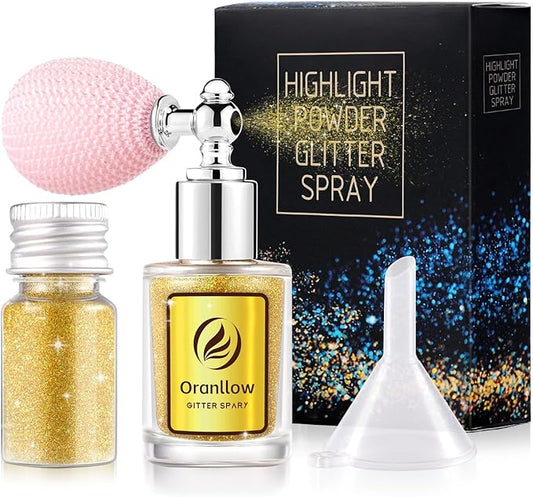 Holographic Body Glitter Spray - Shimmering Hair, Face & Body Sparkle for Festivals, Clothes, Nail Art Crafts Design & Special Events Makeup (Gold)