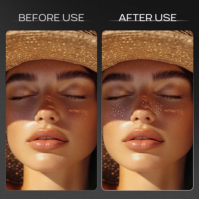 Glitter Freckles Face Tattoo, 2pcs Gold Sparkle Freckle Tattoo and 2pcs Silver Glitter Freckle,Makeup Patches, Face Glitter Speckles