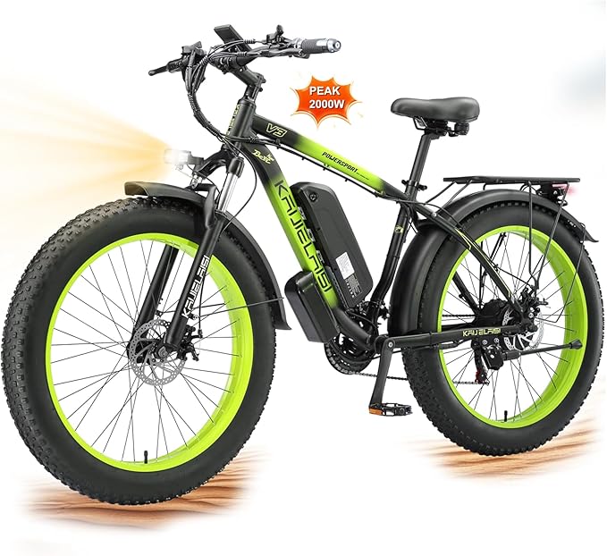 Electric Bike for Adults，26" x 4" Fat Tire Ebike，28MPH 1000W Motor Peak Power 2000W Electric Bicycles，48V 15AH Removable Battery，21 Speed Mountain Snow Beach E Bike