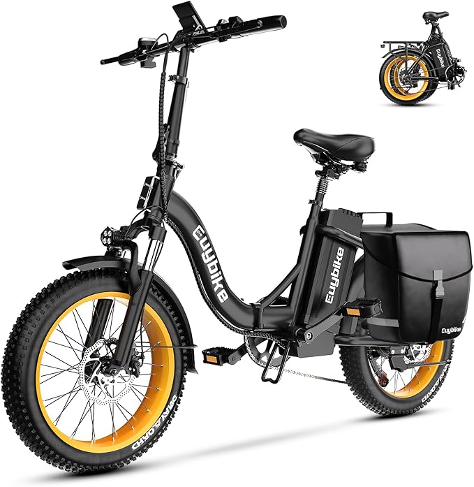 Folding Electric Bike for Adults with Peak 1000W Motor, 48V 20AH Battery up to 30MPH 80 Miles, 20" Fat Tire All Terrain Ebike, Front Suspension 7-Speed Commuter E Bike, Step-Thru, UL Certified