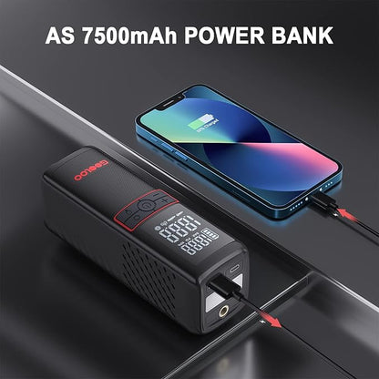 GOOLOO GT160 Tire Inflator Portable Air Compressor, 160PSI Portable Air Pump for Car Tires, 7500mAh Cordless Air Pump with Digital Pressure Suitable for Cars, Bikes, Balls, Motorcycles