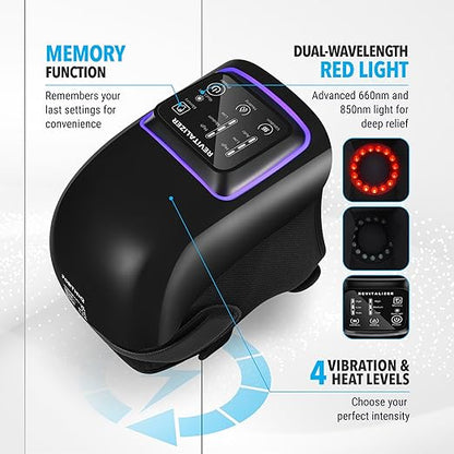 FORTHiQ Knee Massager Pro+ with Heat, Red Light and Vibration, 6-in-1, Dual-Wavelength - Cordless, Portable, Adjustable Straps, Easy to Use, Saves Your Settings