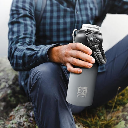 Insulated Water Bottle | Thickened Stainless Steel Vacuum Metal | Portable Sports Water Jug for Gym and Hiking with Straw, Carrier Bag, Handle Strap | BPA-Free 40 oz