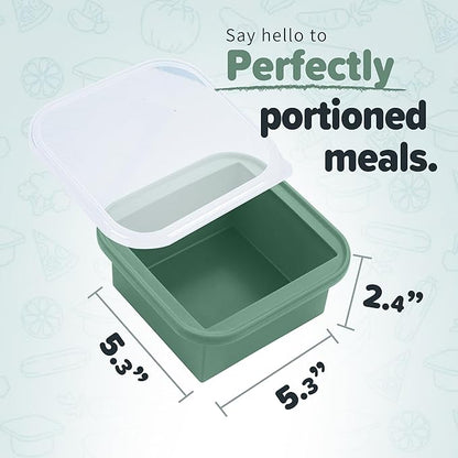 2-Cup Silicone Freezer Trays with Lids – Perfect for Meal Prep, Portion Control, and Easy Freezing-Meal Prep Container Molds for Soup,Leftovers (Green, 4 pack)