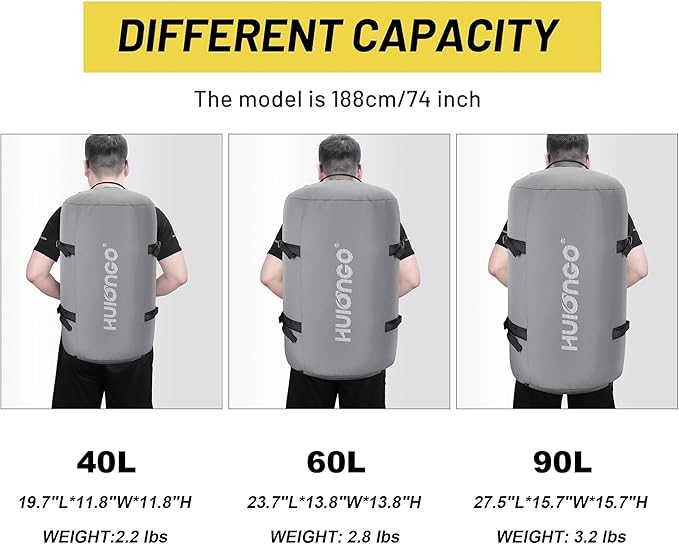40L/60L/90L Large Waterproof Duffle Bag Backpack for Men, Mens Duffel Backpack Bags for Traveling, Heavy Duty (Grey, 60L)