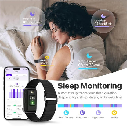 Health Fitness Tracker, Wearable Smart Bracelet for Men Women, Continuous Sleep/Heart Rate/Stress/Blood Pressure Monitor, IP68 Waterproof 120+Sports Modes, 2 Pack Bands, Free App for Android iPhone