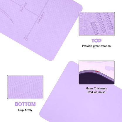 Exercise Equipment Mat for Ab Roller Wheel, Non Slip Abdominal Knee Mat, 6mm Thick Home Gym Floor Pad for Yoga, Pilates, Skipping, 72"L X 24"W X 0.24"Th, TPE