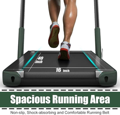 GYMAX Walking Pad, 2 in 1 Free Installation Under Desk Treadmill with Smart App, Remote Control & LED Display, 2.25HP Foldable Portable Compact Running Machine for Small Spaces Home Office