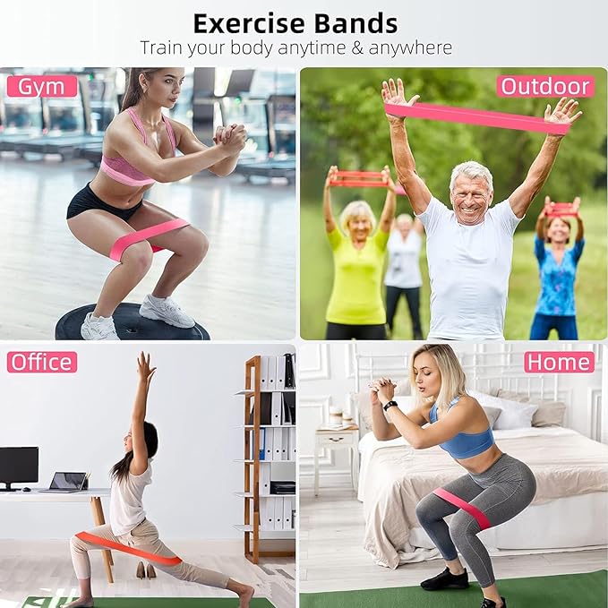 Resistance Bands Legs Hip Stretching Workout Elastic Rubber Loop with Exercise Fitness Guidance Men Women Yoga Pilates Gear Come with Carry Bag