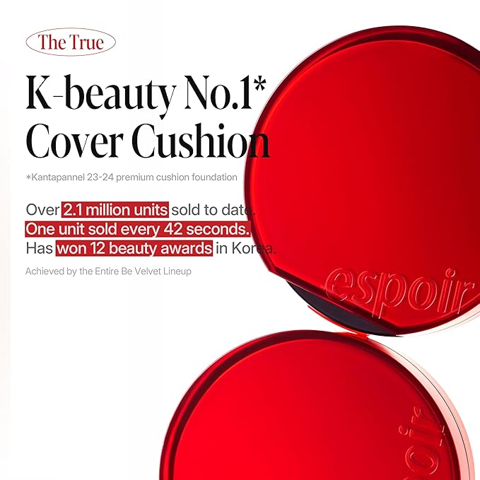 espoir [NEW] Be Velvet Cushion Foundation | Quick and Easy Coverage with Long-lasting Color by Zero Oxidation (#27 Oat, 0.46 Ounce (Pack of 1))