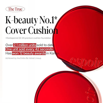 espoir [NEW] Be Velvet Cushion Foundation | Quick and Easy Coverage with Long-lasting Color by Zero Oxidation (#27 Oat, 0.46 Ounce (Pack of 1))