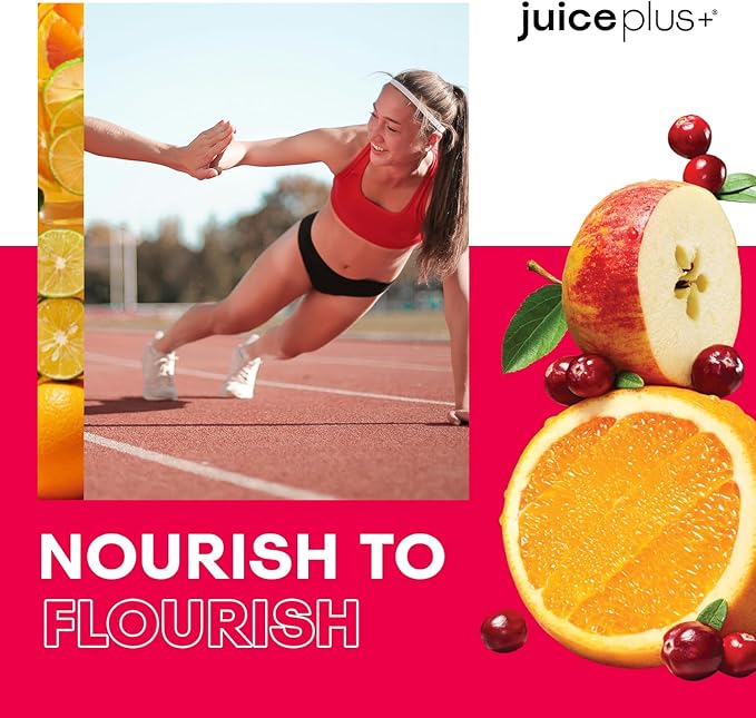 JuicePlus+ Fruit Blend: Plant-Based Whole Food Supplement with Apple, Peach, Cranberry, & More! - Vegan, Gluten-Free, Non-GMO, Kosher - Packed with Plant-Based Vitamins - 1 Bottle (60 Servings)