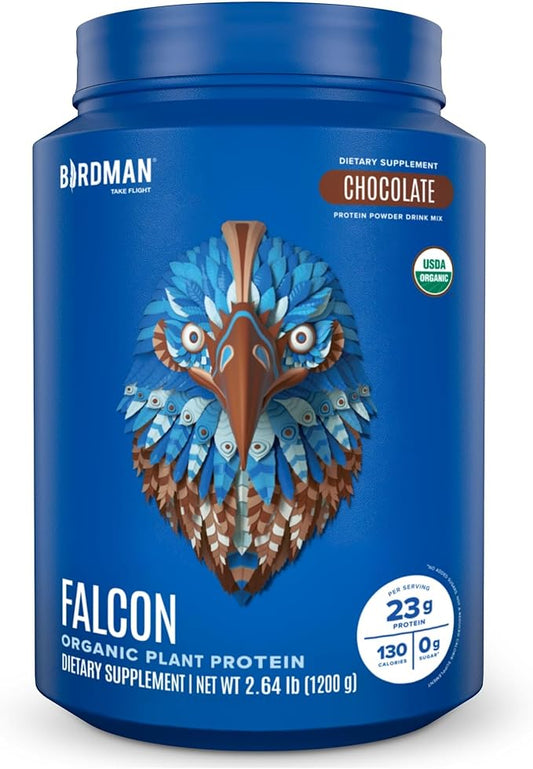 Falcon Vegan Protein Powder Organic, Stevia & Sugar Free, Plant Based Protein, Low Carb, Dairy Free, Keto, Non Whey Protein, Probiotic, Pea Protein | Chocolate Flavor - 37 Servings - 2.64lb