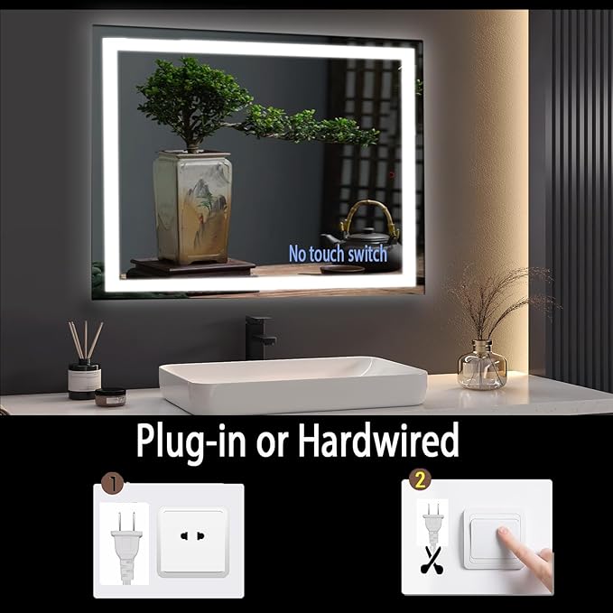 Led Mirror for Bathroom 36X24 inch Vanity Mirror 6000K Super