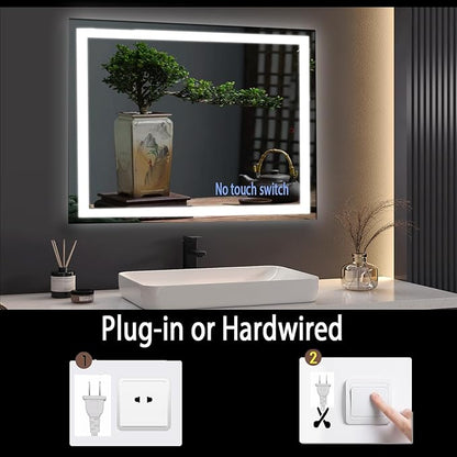 Led Mirror for Bathroom 36X24 inch Vanity Mirror 6000K Super