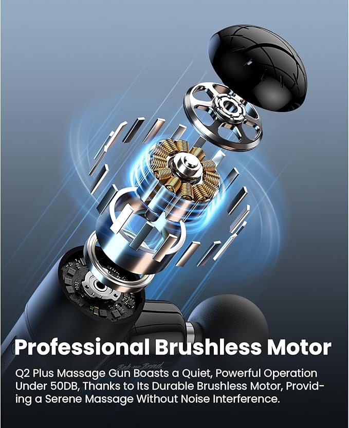 BOB AND BRAD Q2 Plus Mini Massage Gun with Heat, Pocket-Sized Heated Deep Tissue Massager Gun, Portable Percussion Muscle Massager Gun, Ultra Small & Quiet Muscle Massage Gun