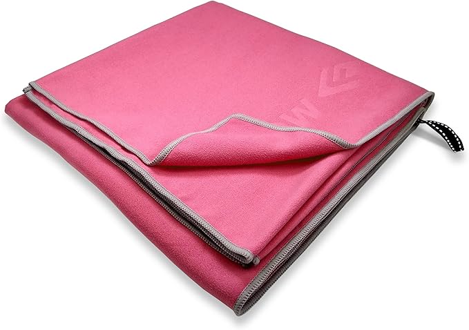 Flow Hydro Sport Towel - Microfiber Quick Dry Swimming Towels for Swim, Pool, Triathlon, and Other Water Sports in Medium, Large, Extra Large, and Hooded Sizes (Pink, Large (60" x 30"))