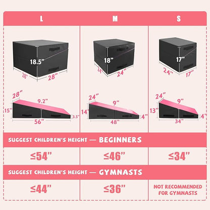 Kangaroo Hoppers Incline Gymnastics Mat, 48”x24”x14” / 56"x28"x15" / 34”x24”x13” Folding Wedge for Kids Tumbling, Skill Training, Multiple Colors Cheese Mat for Gymnastics, Home Gym Exercise